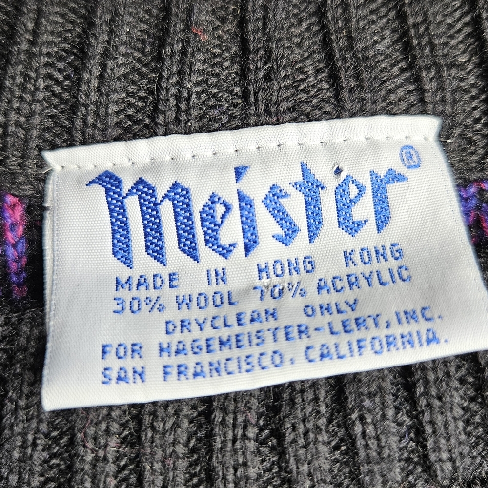 Meister Vintage Sweater Black & Purple Size XL - Picture 3 of 9